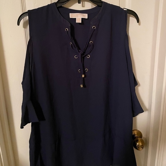 MICHEAL Kors cold shoulder navy blouse - Picture 1 of 4